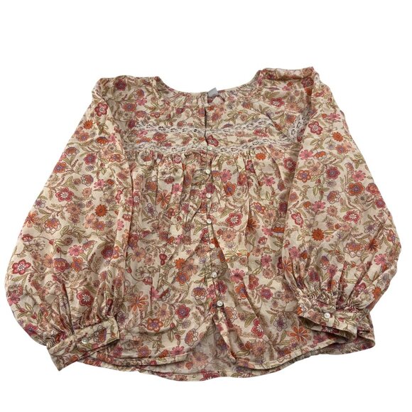 Old Navy Womens Floral Blouse M Long Sleeve Button Front Boho Style - Picture 1 of 6